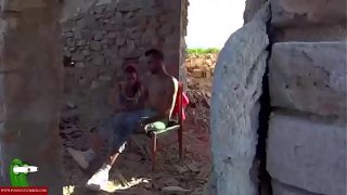 A voyeur and a couple sucking in the abandoned house