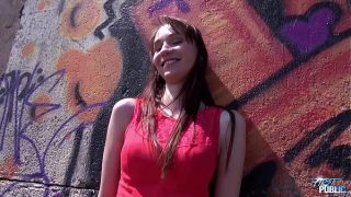 Cremapie in sunny day in public for super skinny babe